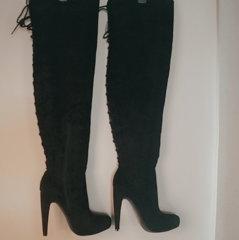 Lace back Thigh High boots